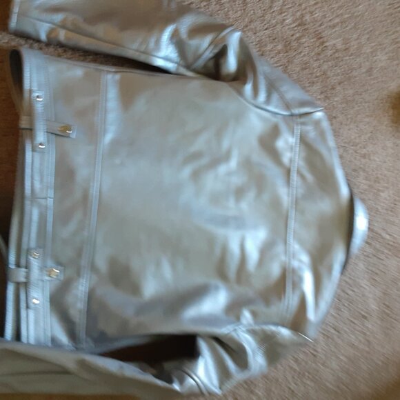 Mens Straight to Hell commando Punk Leather jacket silver size 40 - Picture 4 of 5
